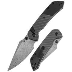 Kansept Fenrir | Fitilli Karbon Fiber ve Alüminyum Sap | Damascus Çelik Çakı | K1034S6