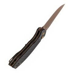 Kansept Accipiter | Balık Pul Desenli Siyah Eloksallı Alüminyum Sap | Gül Altın Rengi 14C28N Çelik Çakı | T1007F6