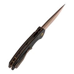 Kansept Accipiter | Balık Pul Desenli Siyah Eloksallı Alüminyum Sap | Gül Altın Rengi 14C28N Çelik Çakı | T1007F6