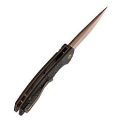 Kansept Accipiter | Balık Pul Desenli Siyah Eloksallı Alüminyum Sap | Gül Altın Rengi 14C28N Çelik Çakı | T1007F6