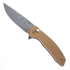 Kansept Accipiter | Elmas Dokulu Eloksallı Alüminyum Sap | Damascus Çelik Çakı | T1007F4