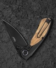 BESTECH LITO BT2307C Titanyum+Zeytin Ağacı Kakma Sap M390 Çelik Çakı