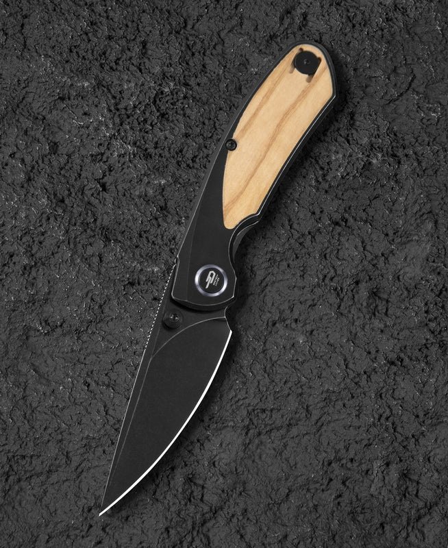 BESTECH Lito | Titanyum + Zeytin Ağacı Kakma Sap | M390 Çelik Çakı | BT2307C