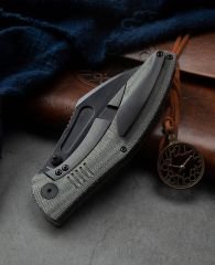 BESTECH LOCKNESS BT2205F Kanvas Micarta+Titanyum Sap: 3,91'' M390 Blade