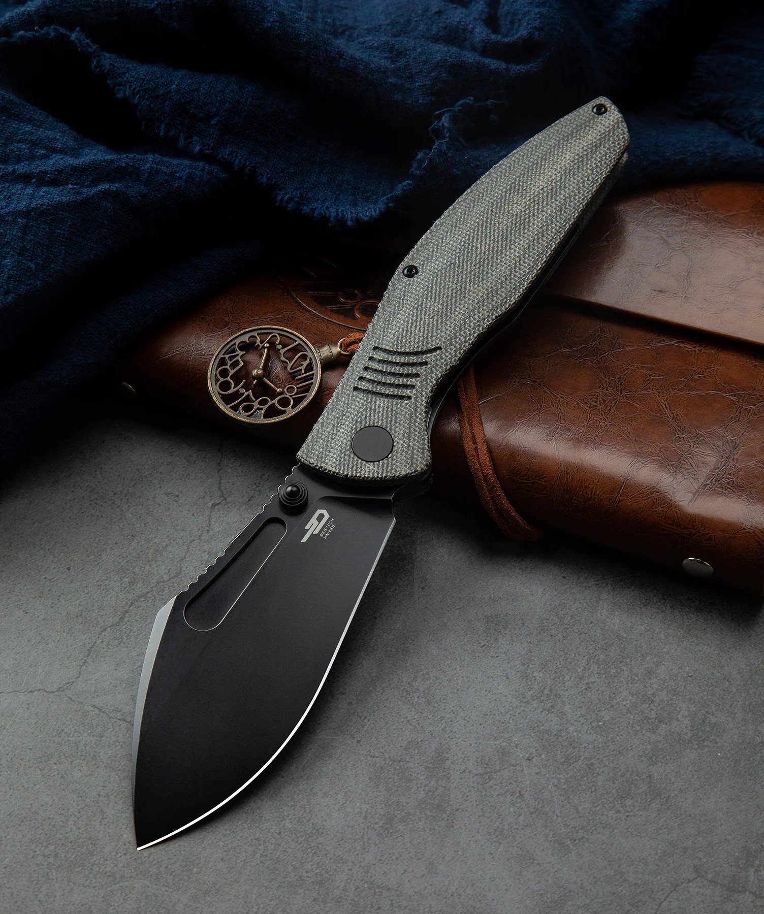 BESTECH LOCKNESS BT2205F Kanvas Micarta+Titanyum Sap: 3,91'' M390 Blade