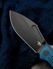 BESTECH LOCKNESS BT2205D Siyah Mavi G10+Titanyum Sap: 3,91'' M390 Blade