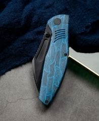 BESTECH LOCKNESS BT2205D Siyah Mavi G10+Titanyum Sap: 3,91'' M390 Blade