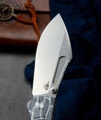 BESTECH LOCKNESS BT2205B Siyah Beyaz G10+Titanyum Sap: 3,91'' M390 Blade