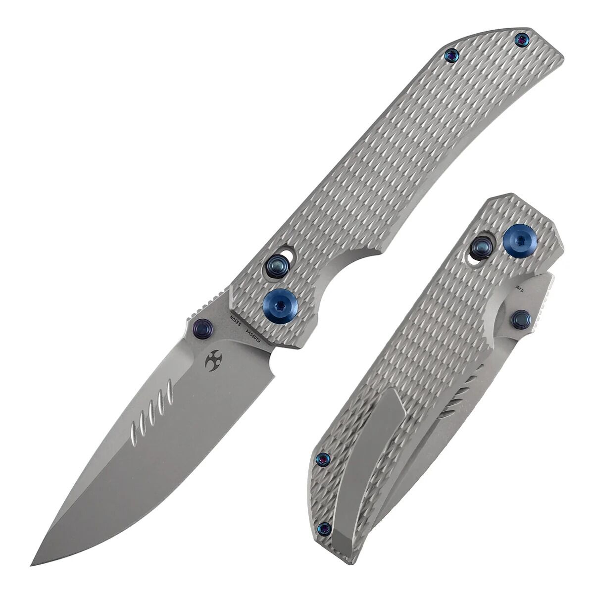 KANSEPT Eaglestrike | Kum Püskürtmeli Titanyum, Elmas Desenli Sap | CPM S35VN Çelik Çakı | K1095V4