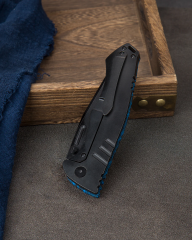 BESTECH KEEN II BT2301D Siyah Mavi G10+Titanyum Sap S35VN Çakı