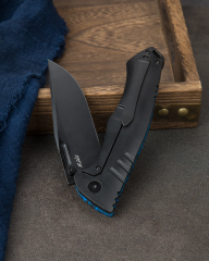 BESTECH KEEN II BT2301D Siyah Mavi G10+Titanyum Sap S35VN Çakı
