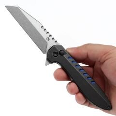 KANSEPT Kosame | Siyah Kaplamalı Titanyum, Mavi G10 Kakmalı Sap | 154CM Çelik Çakı | T1093F4