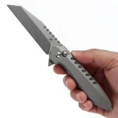 KANSEPT Kosame | Taşlanmış Titanyum, Yeşim G10 Kakmalı Sap | 154CM Çelik Çakı | T1093F6