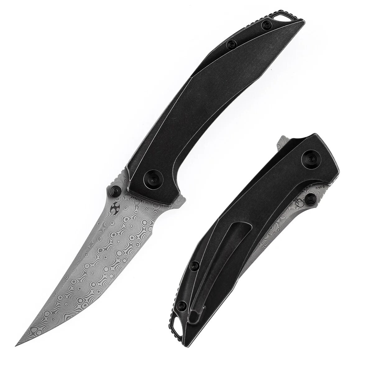 KANSEPT Baku | Taşlanmış Titanyum Sap | Damascus Çelik Çakı | K1056A5