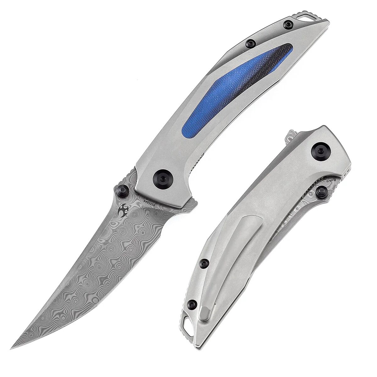 KANSEPT Baku | Titanyum + G10 Kakma Sap | Damascus Çelik Çakı | K1056A4