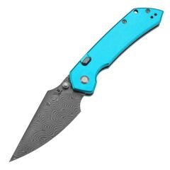 Tenable Fenrir | Mavi Alüminyum Sap | Damascus Çelik Çakı | B1034H8