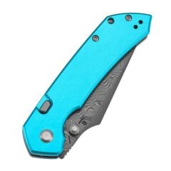 Tenable Fenrir | Mavi Alüminyum Sap | Damascus Çelik Çakı | B1034H8