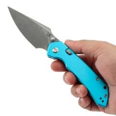 Tenable Fenrir | Mavi Alüminyum Sap | Damascus Çelik Çakı | B1034H8