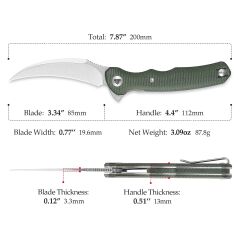 Trivisa Lacerta-04G | Yeşil Mikarta Sap | 14C28N Çelik Çakı | TY19-GM-14