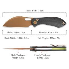Trivisa Batwing-CG/S | Karbon Fiber G10 Sap | 14C28N Çelik Çakı | JM10S-CG-14
