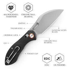 Trivisa Batwing-BG | G10 Sap | 14C28N Çelik Çakı | JM10S-BG-14