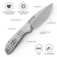 Trivisa Gecko-S | Titanyum Sap | M390 Çelik Çakı | JM04-S-M