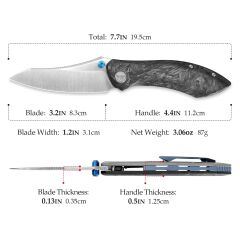 Trivisa Rhino-W | Karbon Fiber + Titanyum Sap | M390 Çelik Çakı | JM08-W-M