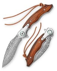 Trivisa Lepus-01 | Titanyum Destek ve Demir Ağacı Sap | 110 Katmanlı Damascus Çelik Çakı | YZ03-IW-D