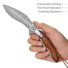 Trivisa Lepus-01 | Titanyum Destek ve Demir Ağacı Sap | 110 Katmanlı Damascus Çelik Çakı | YZ03-IW-D