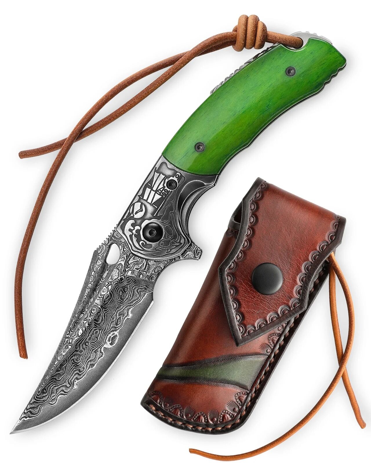 Trivisa Puppis-02G | Paslanmaz Çelik + Kemik Sap | 67 Katmanlı Damascus Çelik Çakı | JS02-GB-D/P