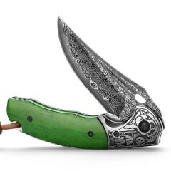 Trivisa Puppis-02G | Paslanmaz Çelik + Kemik Sap | 67 Katmanlı Damascus Çelik Çakı | JS02-GB-D/P
