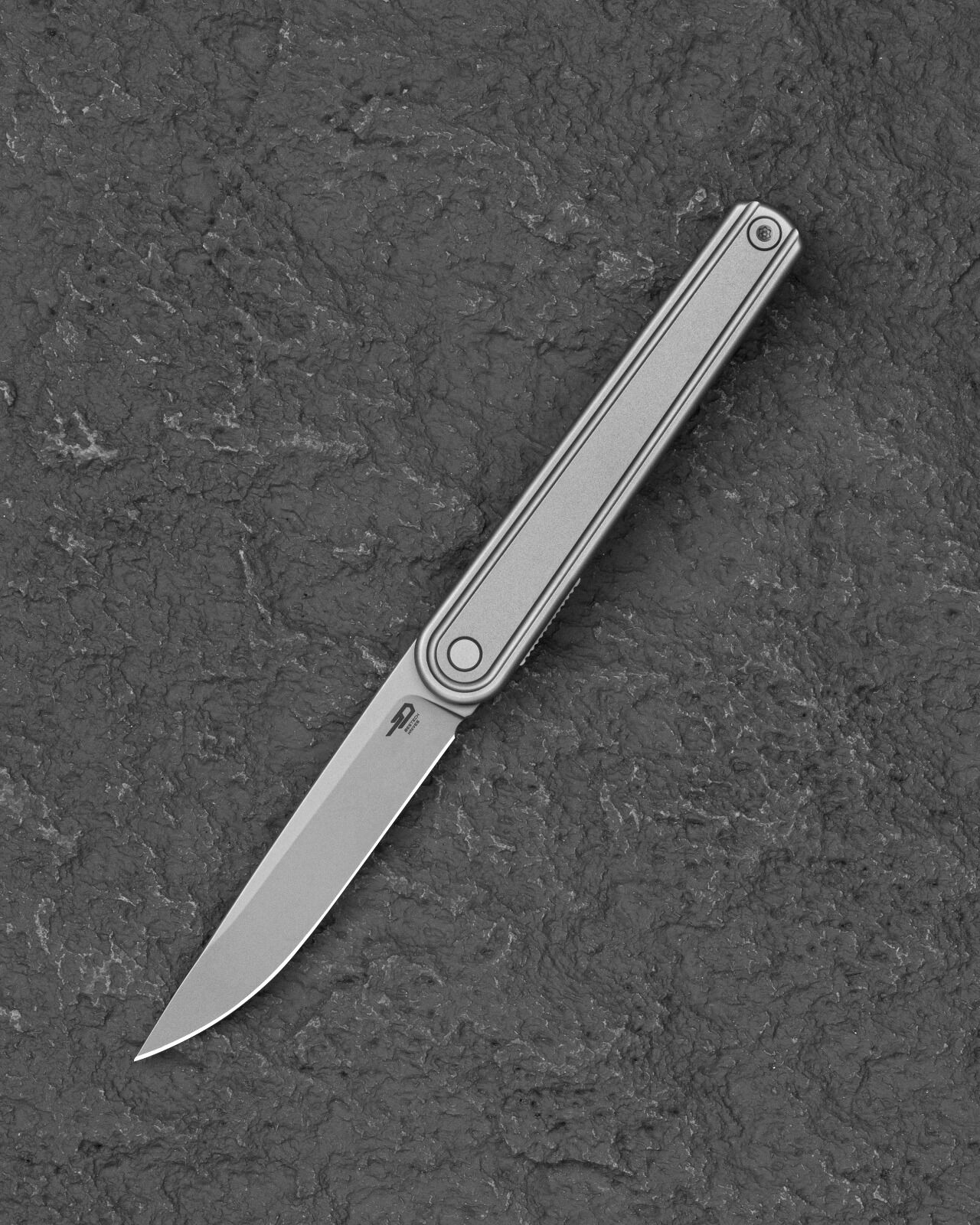 BESTECH INK BT2502A Gümüş Titanyum Sap MagnaCut Çelik Çakı