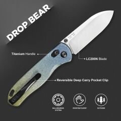Kizer Drop Bear® | Clutch Lock™ | LC200N | Crystallized Titanium | KizerB™ 3619A3