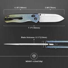 Kizer Drop Bear® | Clutch Lock™ | LC200N | Crystallized Titanium | KizerB™ 3619A3