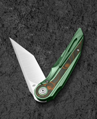 BESTECH BLIND FURY BT2303C Yeşil Titanyum Turuncu Karbon Fiber Kaplama Sap Stonewash+Saten M390 Çakı