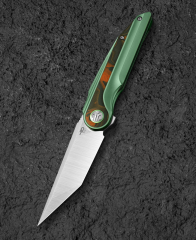 BESTECH BLIND FURY BT2303C Yeşil Titanyum Turuncu Karbon Fiber Kaplama Sap Stonewash+Saten M390 Çakı