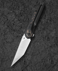 BESTECH BLIND FURY BT2303B Siyah Bronz Titanyum Bakır Karbon Fiber Kakma Sap Stonewash+Saten M390 Çakı