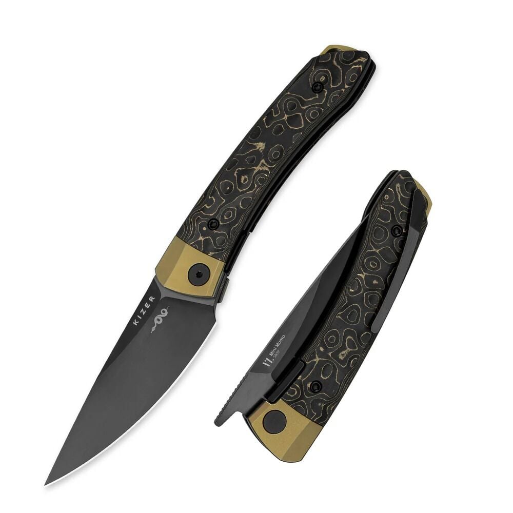 Kizer Mini MoMo | S90V | Titanium+Fat Carbon Camo Gold | KizerB™ 3663A3