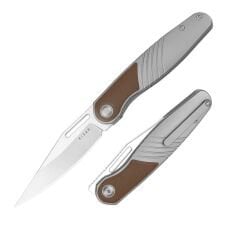 Kizer Raze | Titanyum + Deri Sap | S45VN Çelik Çakı | Ki3720A2