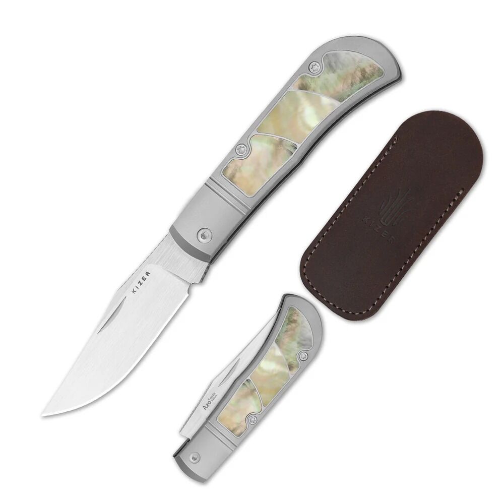 Kizer Trestle | S45VN | Titanium & Mother of Pearl | KizerB™ 3761A3