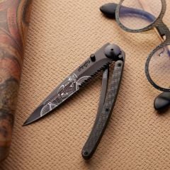 Deejo Serrated 37g, Carbon Fiber / Café Racer Çakı